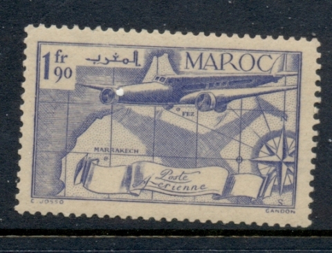 French Morocco 1939-40 Plane & Map 1.90f