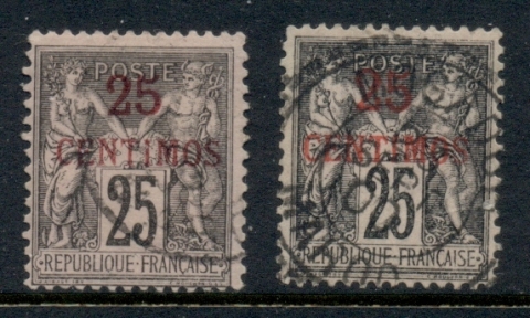 French Morocco 1891-1900 Peace & Commerce 25c on 25c black on rose