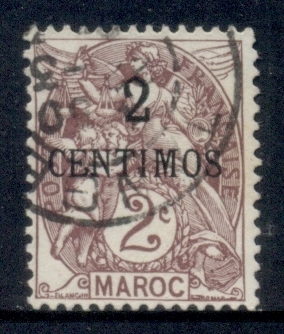 French Morocco 1902-10 Blanc 2c on 2c violet brown