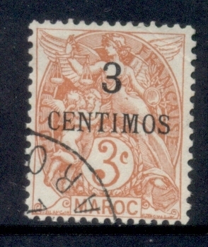 French Morocco 1902-10 Blanc 3c on 3c red orange