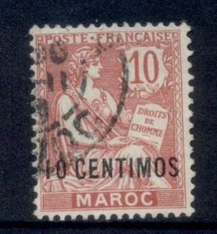 French Morocco 1902-10 Mouchon 10c on 10c red