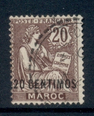 French Morocco 1902-10 Mouchon 20c on 20c brown violet
