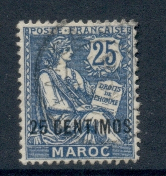 French Morocco 1902-10 Mouchon 25c on 25c blue