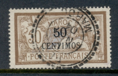 French Morocco 1902-10 Merson 50c on 50c bistre-brown & lavender