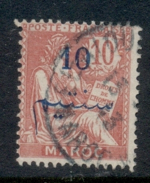 French Morocco 1911-17 Mouchon 10c on 10c rose