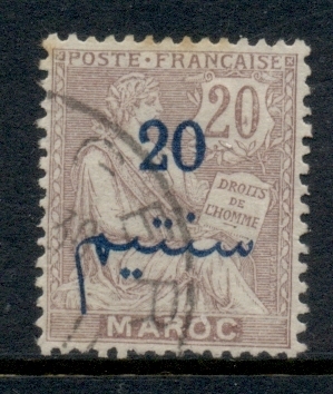 French Morocco 1911-17 Mouchon 20c on 20c violet