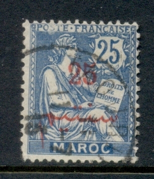 French Morocco 1911-17 Mouchon 25c on 25c blue