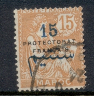 French Morocco 1914-21 Mouchon 15c on 15c orange Surch, Opt Protectorat Francais