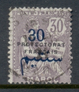 French Morocco 1914-21 Mouchon 30c on 30c violet Surch, Opt Protectorat Francais