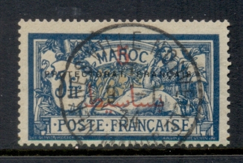 French Morocco 1914-21 Merson 5p on 5f dark blue & buff Surch, Opt Protectorat Francais