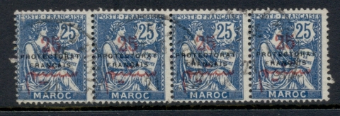 French Morocco 1914-21 Mouchon 25c on 25c blue Surch, Opt Protectorat Francais