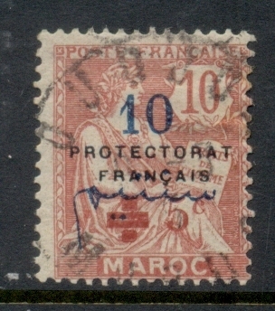 French Morocco 1914 Mouchon 10c on 10c Surch +5c, Opt Protectorat Francais, Red Cross