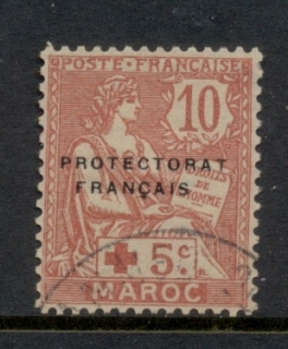 French Morocco 1915 Mouchon 10c Surch +5c, Opt Protectorat Francais, Red Cross