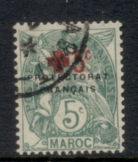 French Morocco 1915 Blanc 5c Surch +5c, Opt Protectorat Francais, Red Cross