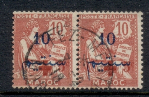 French Morocco 1917 Mouchon 10c on 10c  Surch +5c, Opt Protectorat Francais, Red Cross