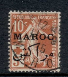 French Morocco 1915 Semeuse 10c surch 5c Red Cross