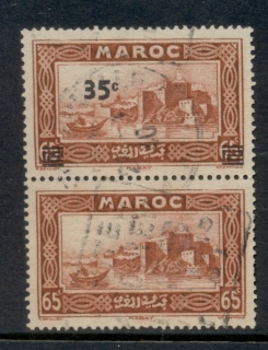 French Morocco 1940 Pictorial Surch. 35c on 65c pr with/without surcharge