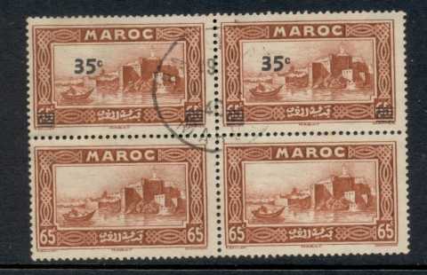 French Morocco 1940 Pictorial Surch. 35c on 65c blk4 with/without surcharge