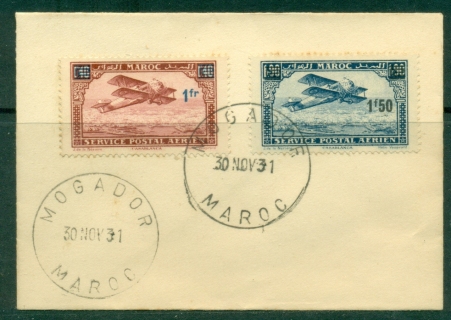 French Morocco 1931 Airmail Surcharges 1f, 1.50f on small cover