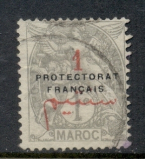 French Morocco 1914-21 Blanc 1c on 1c grey Surch, Opt Protectorat Francais