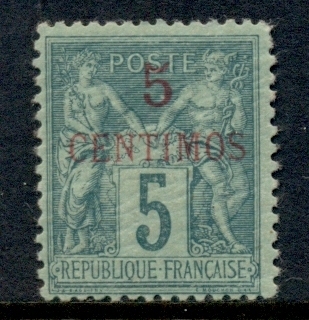 French Morocco 1891 5c on 5c green