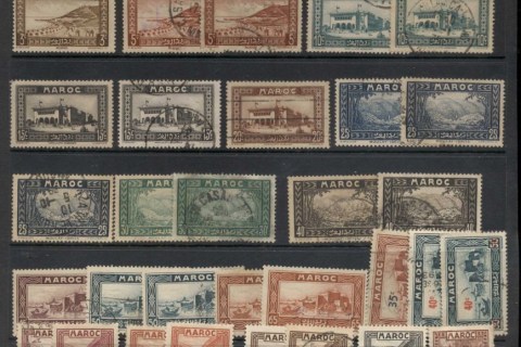 French Morocco 1933-40 Pictorials Asst + surch