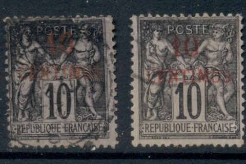 French Morocco 1891-1900 Peace & Commerce 10c black on lavender TyI & II