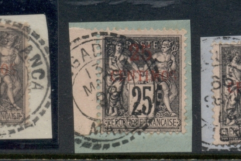 French Morocco 1891-1900 Peace & Commerce 25c on 25c black on rose