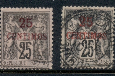 French Morocco 1891-1900 Peace & Commerce 25c on 25c black on rose