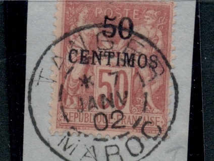 French Morocco 1891-1900 Peace & Commerce 50c on 50c carmine on rose TyI