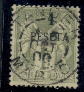 French Morocco 1891-1900 Peace & Commerce 1p on 1f bronze green on straw