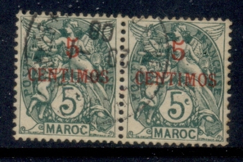 French Morocco 1902-10 Blanc 5c on 5c green