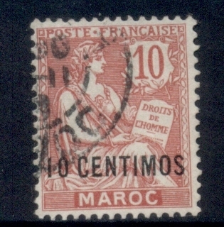 French Morocco 1902-10 Mouchon 10c on 10c red