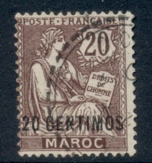 French Morocco 1902-10 Mouchon 20c on 20c brown violet