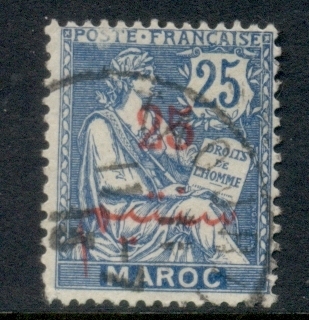 French Morocco 1911-17 Mouchon 25c on 25c blue