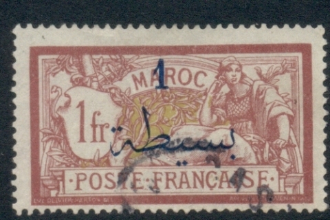 French Morocco 1911-17 Merson 1p on 1f claret & olive green