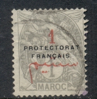 French Morocco 1914-21 Blanc 1c on 1c grey Surch, Opt Protectorat Francais