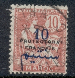 French Morocco 1914-21 Mouchon 10c on 10c rose Surch, Opt Protectorat Francais