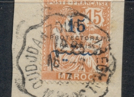 French Morocco 1914-21 Mouchon 15c on 15c orange Surch, Opt Protectorat Francais