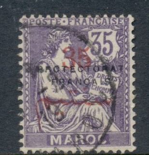 French Morocco 1914-21 Mouchon 35c on 35c violet Surch, Opt Protectorat Francais