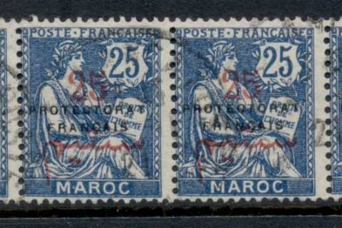 French Morocco 1914-21 Mouchon 25c on 25c blue Surch, Opt Protectorat Francais