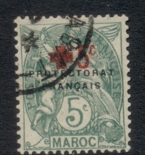 French Morocco 1915 Blanc 5c Surch +5c, Opt Protectorat Francais, Red Cross
