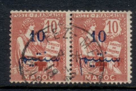 French Morocco 1917 Mouchon 10c on 10c  Surch +5c, Opt Protectorat Francais, Red Cross