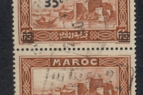 French Morocco 1940 Pictorial Surch. 35c on 65c pr with/without surcharge