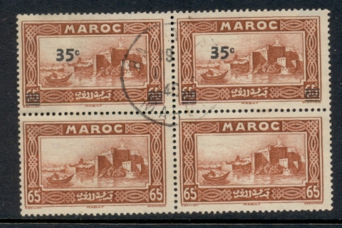 French Morocco 1940 Pictorial Surch. 35c on 65c blk4 with/without surcharge