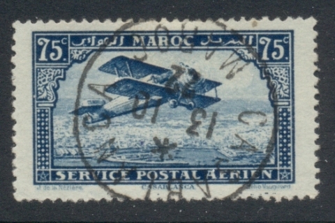 French Morocco 1922-27 Airmail Plane 75c deep blue