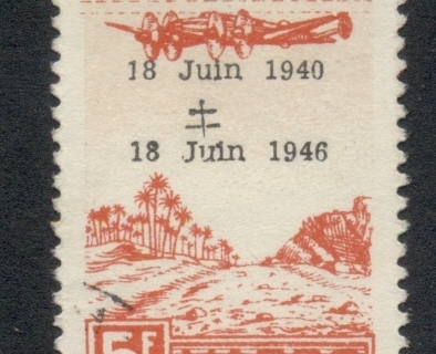 French Morocco 1946 Air mail Plane over Oasis Free French, Surch