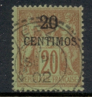 French Morocco 1891-1900 Peace & Commerce 20c on 20c red on green