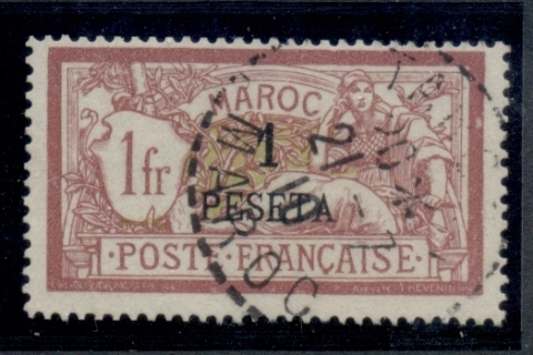 French Morocco 1902-10 Merson 1p on 1f claret & olive-green