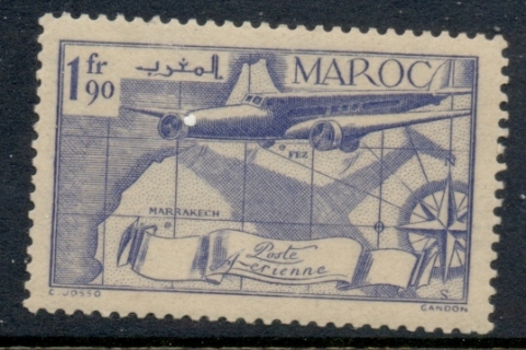 French Morocco 1939-40 Plane & Map 1.90f